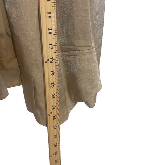 Chico's Size 1 Small Gold Metallic Open Front Viscose Cardigan Blazer - Picture 8 of 8